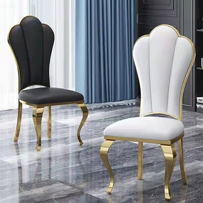 Buy Stainless Steel Luxury White Polyurethane Dining Chairs No Armrest online manufacture