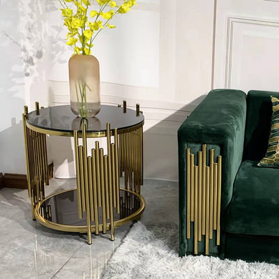 Buy Marble Tempering Glass Coffee End Tables Small Circular Shape online manufacture