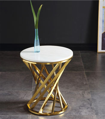 Buy 30kg Glossy Tempering Glass / Round Marble End Table For Living Room online manufacture