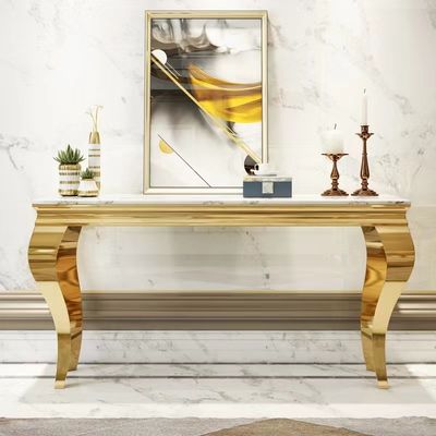 Buy 1.2m/1.5cm Long Metal Entrance Console Table With Marble Top online manufacture