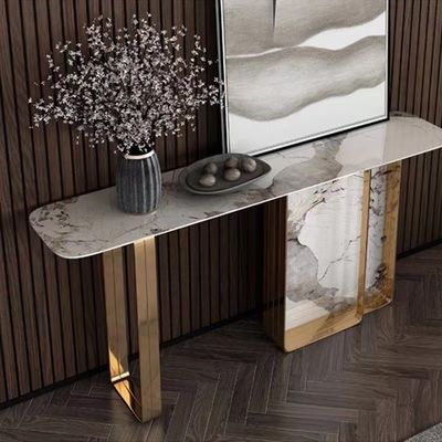 Buy Stainless Steel Marble Top Entry Console Table Desk 1.2m/1.5m online manufacture