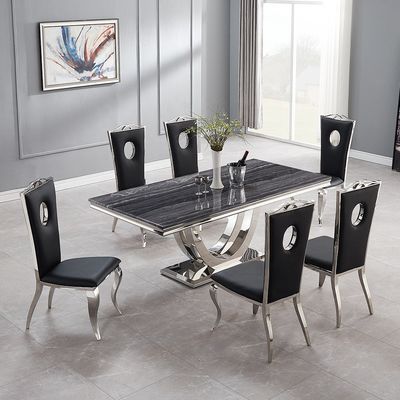 Buy 2m Length Luxury Marble Stainless Steel Square Dining Table OEM ODM online manufacture