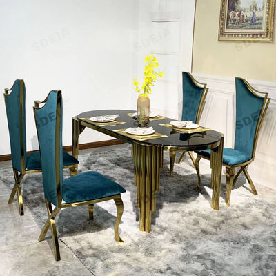 Buy 78cm High Oval Shape Dining Table With Glass Top Customized Color online manufacture