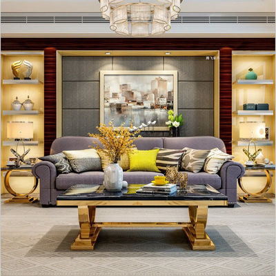 Buy Height 0.45M Square Marble Coffee Table With Stainless Steel Legs online manufacture