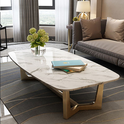 Buy Living Room Marble And Stainless Steel Coffee Table Height 0.45m online manufacture