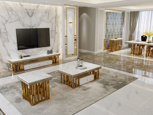 buy Modern Elegance: Stainless Steel Marble Dining Table For Homes online manufacture