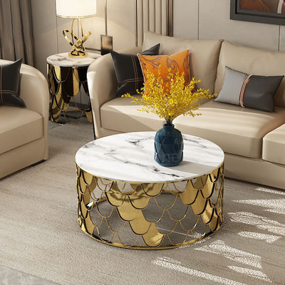 Buy Living Room Coffee End Table With Marble Top Stainless Steel Leg online manufacture