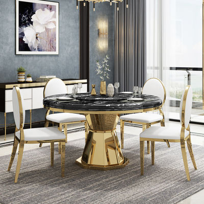 Buy Modern Stainless Steel Circle Marble Top Dining Table Length 1.3/1.5M online manufacture