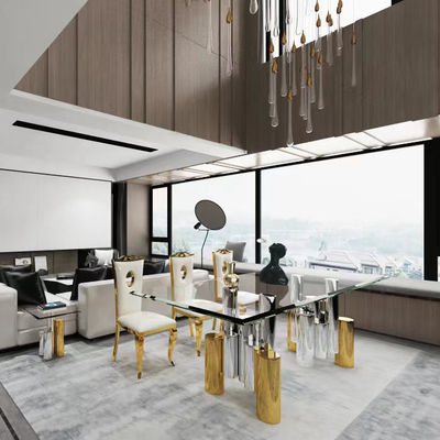 Buy SEDIA Modern Glass Dining Table Set For 6 Elliptic Shape online manufacture