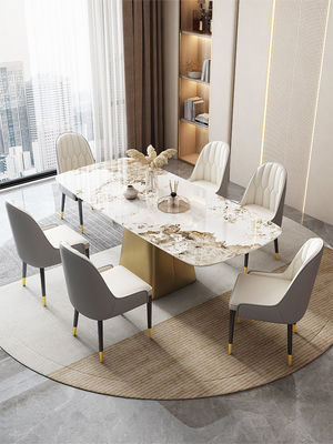 Buy Height 0.78M Light Luxury Stainless Steel Marble Dining Table For Six online manufacture