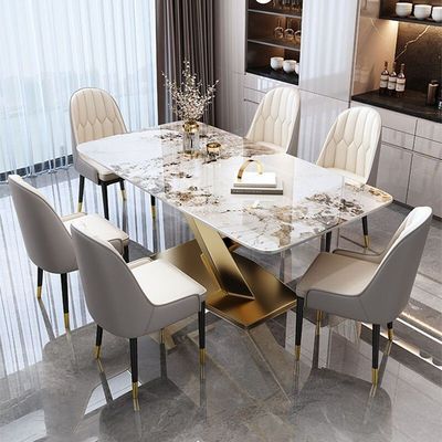 Buy Luxury 8 Seater White Marble Rectangle Dining Table Height 0.78m online manufacture