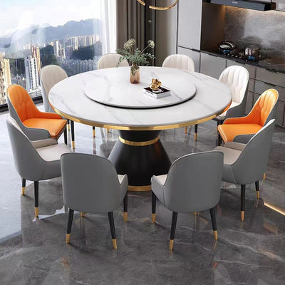 Buy 1.3/1.5M Width Large Functional Round Dining Room Tables With Turntable online manufacture