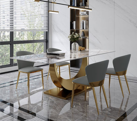 Buy Length 1.8m/2m Marble Dining Tables With Stainless Steel Legs online manufacture