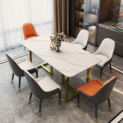 Buy 1.6 Meter Length Marble Apartment Dining Tables With Stainless Steel Leg online manufacture