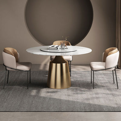 Buy Marble Top Stainless Steel Round Dining Room Tables Width 1.3M/1.5M online manufacture