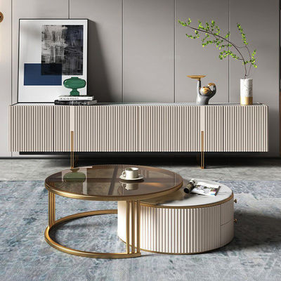 Buy Glass Top Minimalist Combined Coffee Table Circular Marble Side Table OEM online manufacture