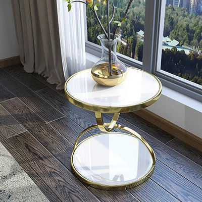 Buy Round SS Steel Surface Marble Sofa End Table For Sophisticated Spaces online manufacture
