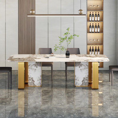 Buy Minimalist Stainless Steel Marble Dining Table For Contemporary Living online manufacture