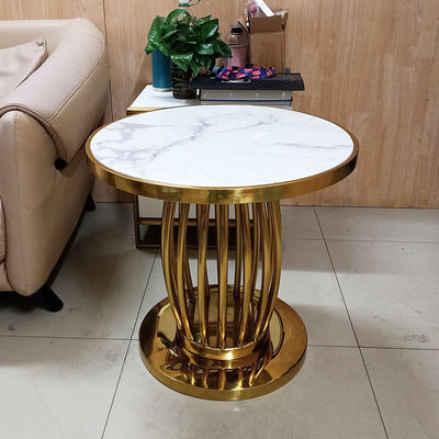 Buy Marble Table Top Sofa Side Table Stainless Steel Edge Circle End Table online manufacture