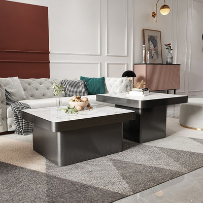 Buy Marble Square Minimalist Combination Coffee Table With Stainless Steel Leg online manufacture