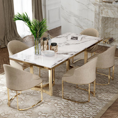 Buy Light Luxury Simple Stainless Steel Marble Square Dining Table online manufacture