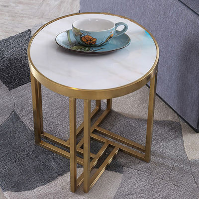 Buy Light Luxury Stainless Steel Marble Hotel Lobby Small Side Table online manufacture