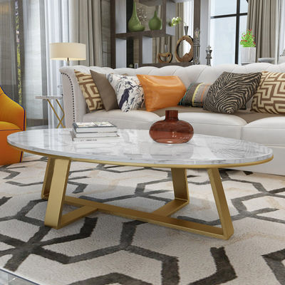 Buy Italian Stainless Steel Marble Hotel Living Room Oval Coffee Table online manufacture