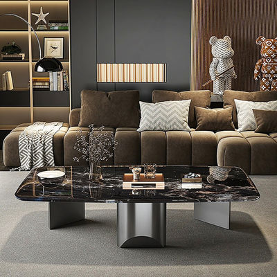 Buy Light Luxury Stainless Steel Living Room Square Marble Coffee Table online manufacture