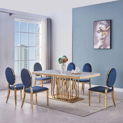 Buy Modern Luxury Stainless Steel Marble Apartment Square Dining Table online manufacture