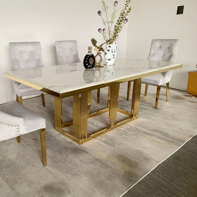 Buy New Stainless Steel Marble Apartment Rectangular Dining Table online manufacture