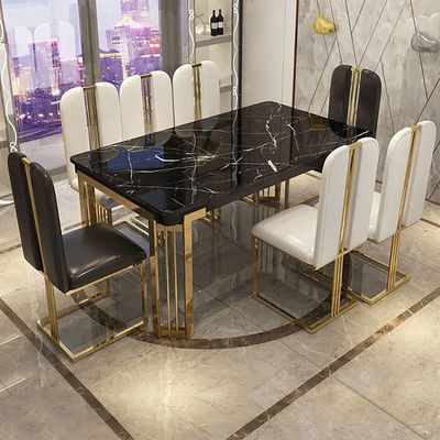 Buy Luxury Stainless Steel Square Apartment  Dining Table Assembly online manufacture