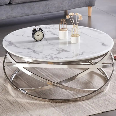 Buy Light Luxury Stainless Steel  Hotel Lobby Circular Coffee Table online manufacture