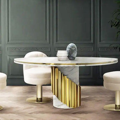 Buy Stainless Steel Modern Round Dining  Tables, Gold/Silver Combination online manufacture