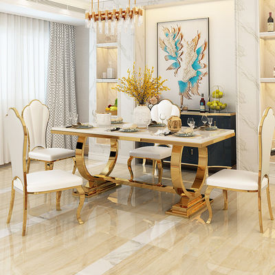 Buy Contemporary Stainless Steel Marble Dining Table For Modern Homes online manufacture